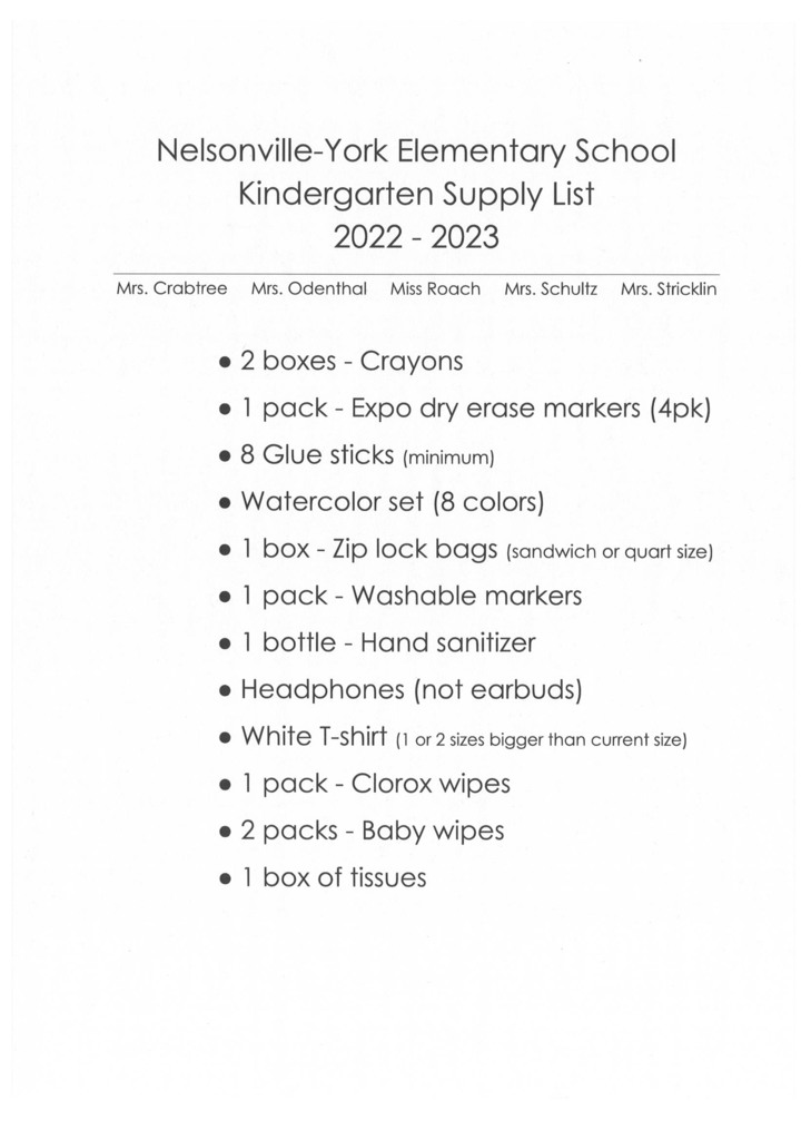 Kindergarten Supply