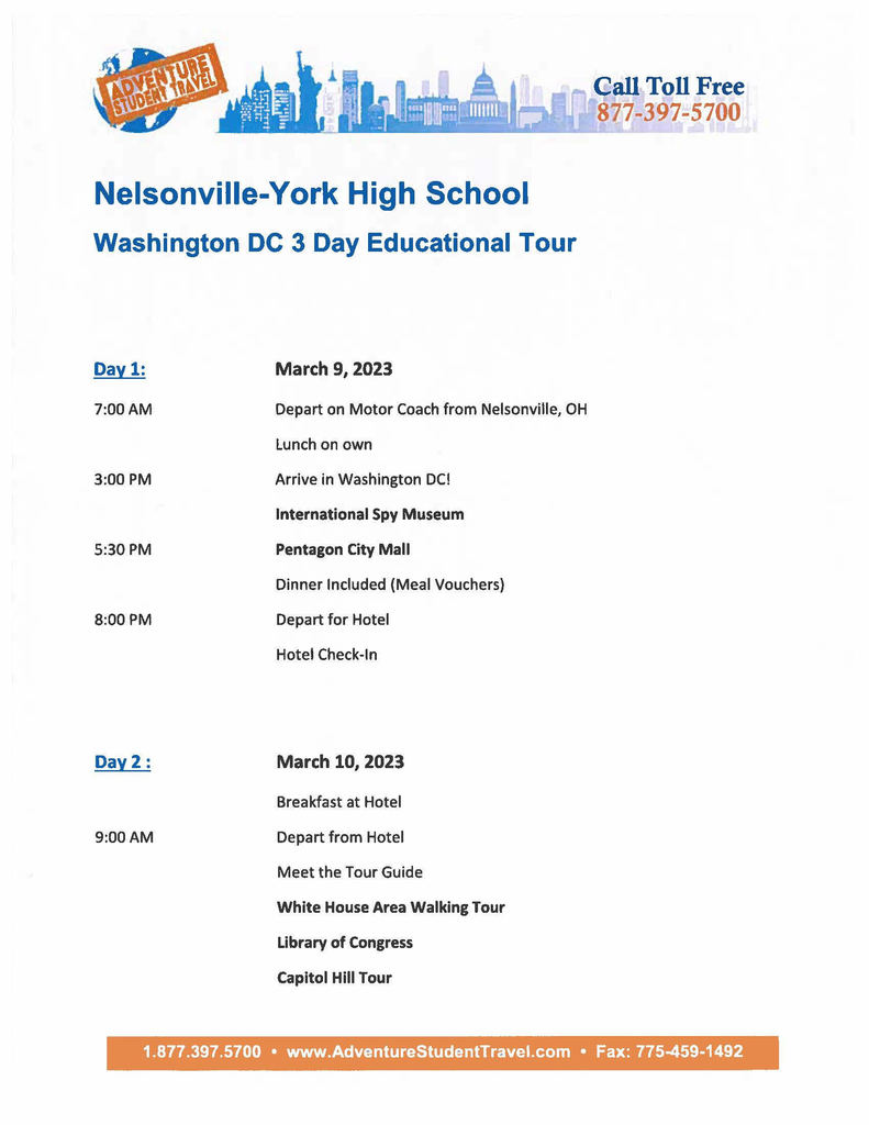 trip itinerary